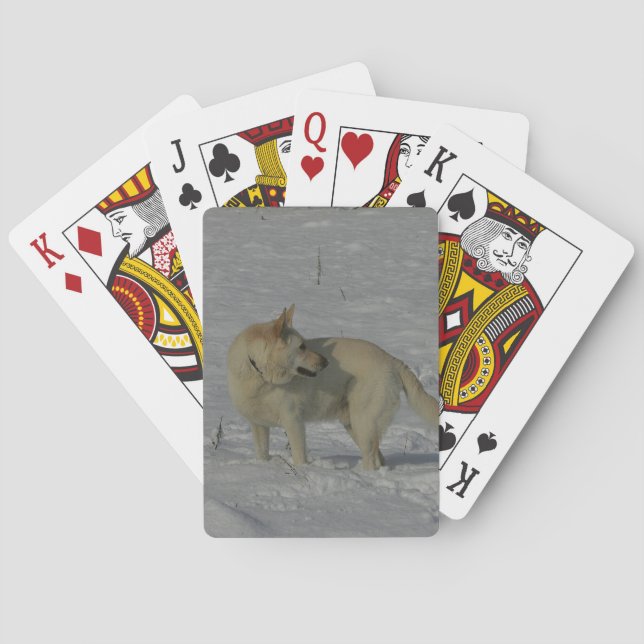 White German Shepherd  in the Snow Poker Cards (Back)
