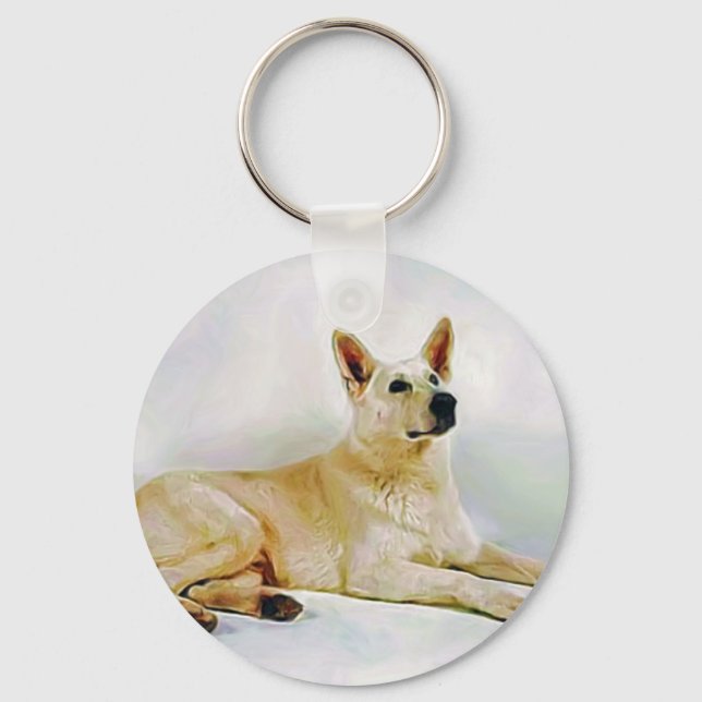 White German Shepherd Keychain (Front)