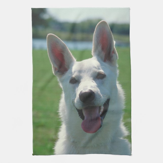 White German Shepherd Kitchen Towel (Vertical)