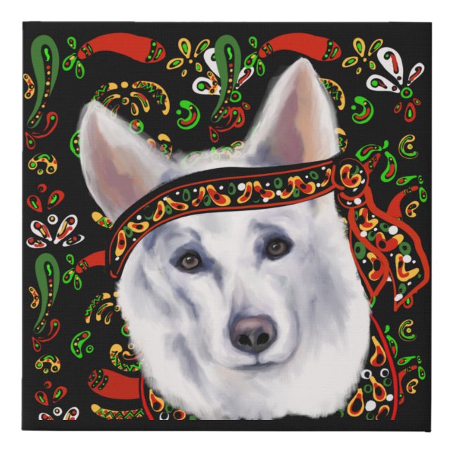 WHITE GERMAN SHEPHERD  MEXICO    FAUX CANVAS PRINT (Front)