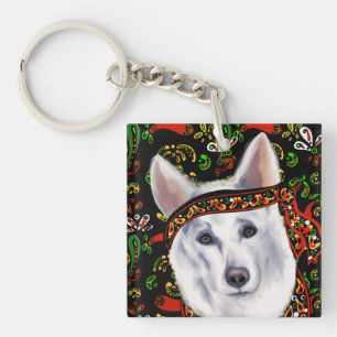 WHITE GERMAN SHEPHERD  MEXICO  KEYCHAIN