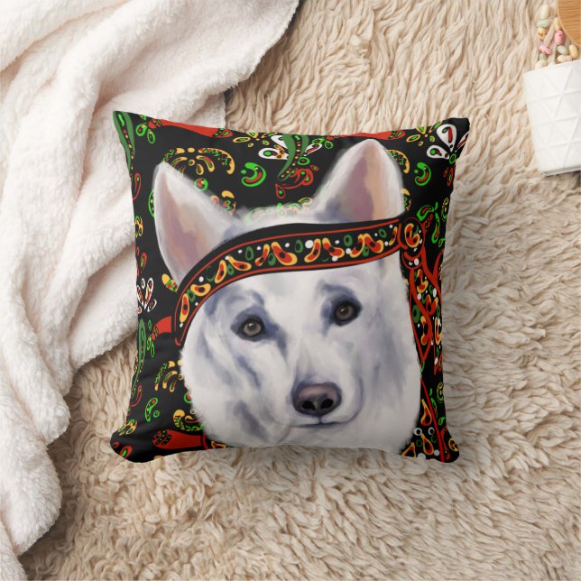 WHITE GERMAN SHEPHERD  MEXICO   THROW PILLOW (Blanket)