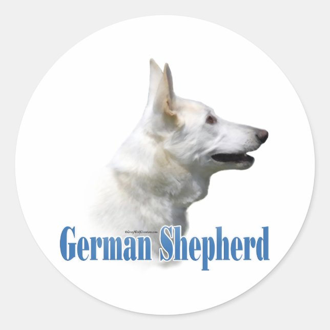 White German Shepherd Name - Sticker (Front)