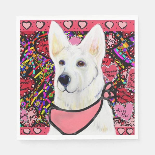 White German Shepherd Napkins (Front)