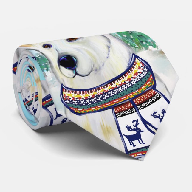 White German Shepherd   Neck Tie (Rolled)