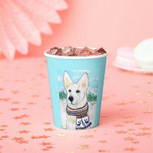 White German Shepherd   Paper Cups