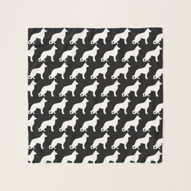 White German Shepherd Silhouettes Pattern Scarf (Front)