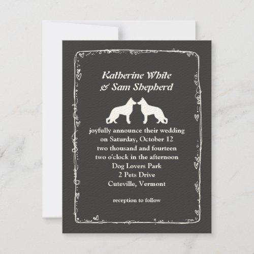 White German Shepherd Silhouettes Wedding Invitation