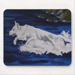 White German Shepherd Splash Mouse Pad