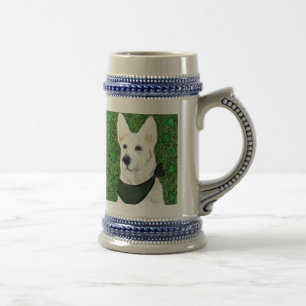 White German Shepherd St. Patty Beer Stein