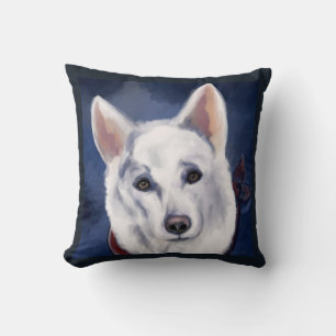 WHITE GERMAN SHEPHERD THROW PILLOW