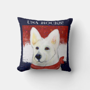 White German Shepherd Throw Pillow