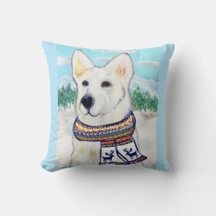 WHITE GERMAN SHEPHERD THROW PILLOW