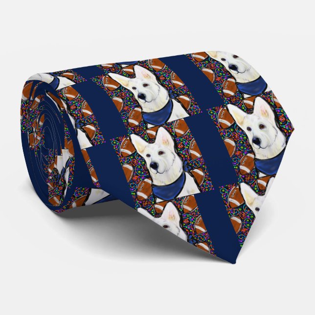 White German Shepherd Tie (Rolled)