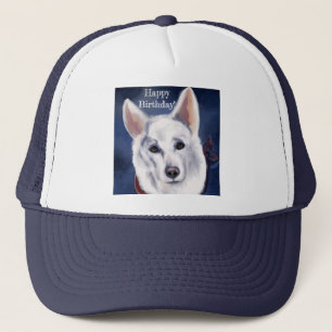 WHITE GERMAN SHEPHERD TRUCKER HAT