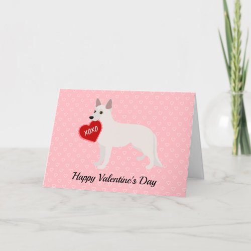 White German Shepherd Valentines Day Holiday Card