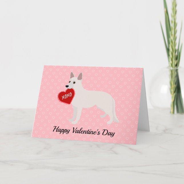 White German Shepherd Valentine's Day Holiday Card (Front)