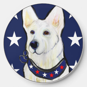 WHITE GERMAN SHEPHERD  WIRELESS CHARGER 
