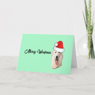 White German Shepherd with a Santa Hat Holiday Card