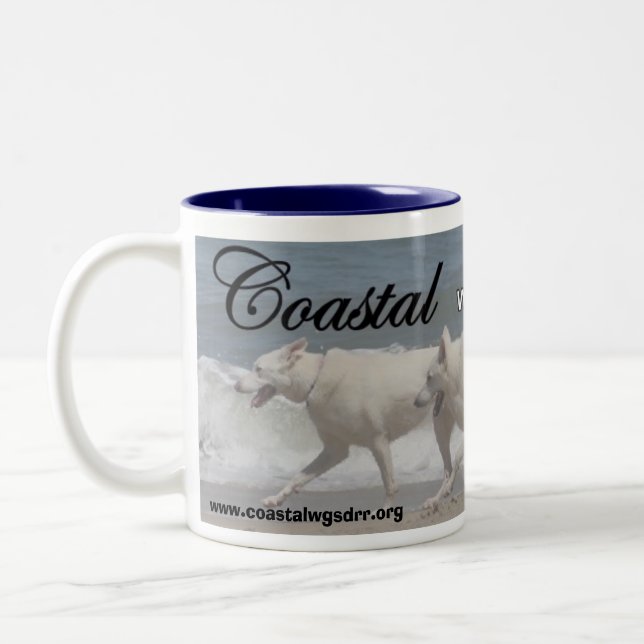 White German Shepherds Two-Tone Coffee Mug (Left)