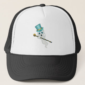 White Ghost Blue Eyes Top Hat Fancy Skull Cane