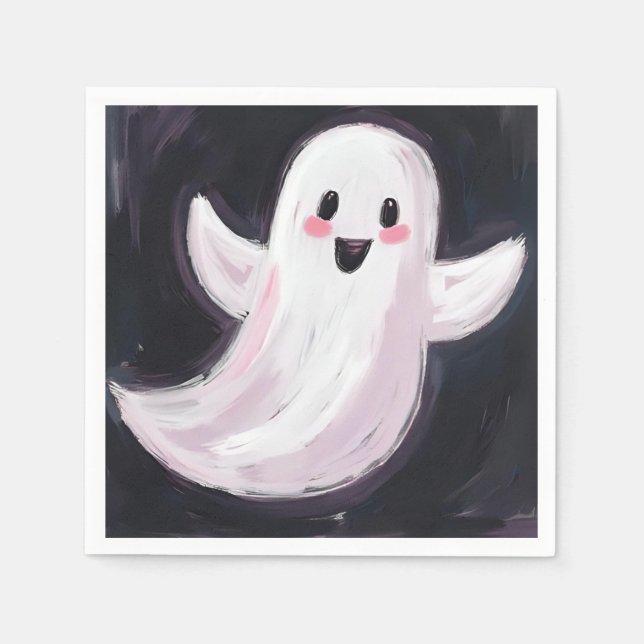 White Ghost Cute Halloween Party Napkins (Front)