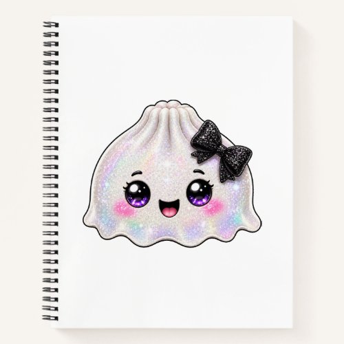 White Ghost Dumpling Squishy Halloween Black  Notebook
