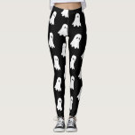 White Ghost, on Black Background. Leggings<br><div class="desc">Ladies leggings,  with a Ghoulish theme!

Celebrate Halloween,  wearing these quality print leggings.

Sporting a White Ghost pattern,  on a Black background.</div>