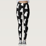 White Ghost, on Black Background. Leggings<br><div class="desc">Ladies leggings,  with a Ghoulish theme!

Celebrate Halloween,  wearing these quality print leggings.

Sporting a White Ghost pattern,  on a Black background.</div>