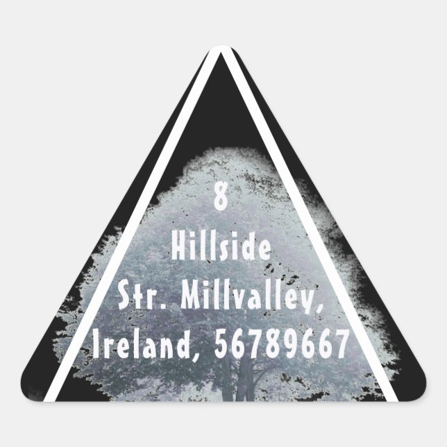 White Ghost Tree in Fog Address Triangle Sticker (Front)