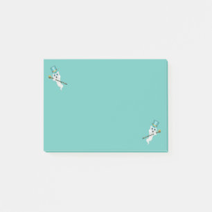 White Ghosts Goofy Faces Aqua Top Hat Black canes Post-it Notes