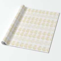 White Gift Wrap with Gold Ornaments 