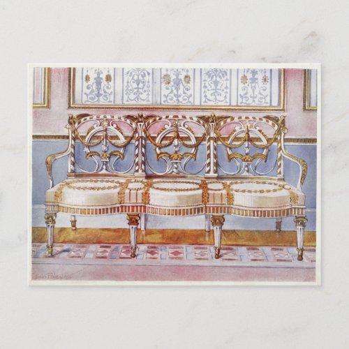 White Gilt and Painted Settee by Edwin Foley Postcard