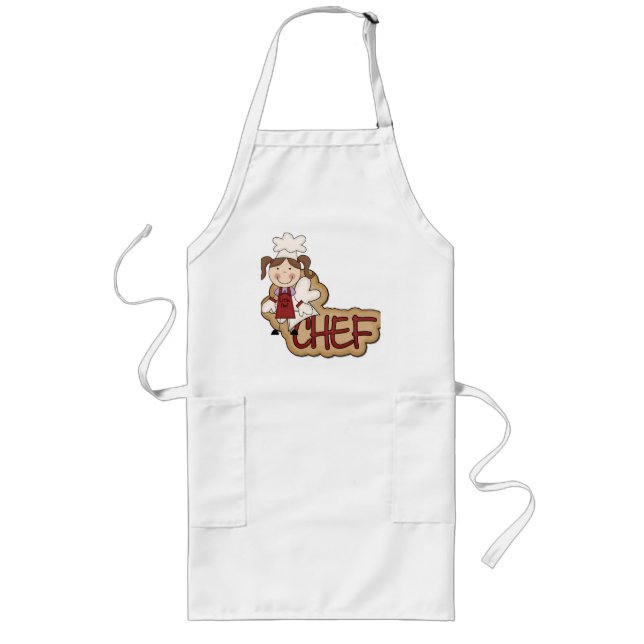 White Girl Chef T-shirts and Gifts Long Apron (Front)
