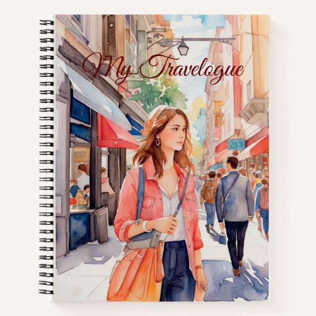 White Girl Travelogue - Customize Name Notebook (Front)