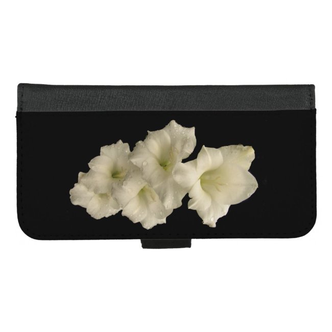 White Gladiola Black iPhone 8/7 Plus Wallet Case