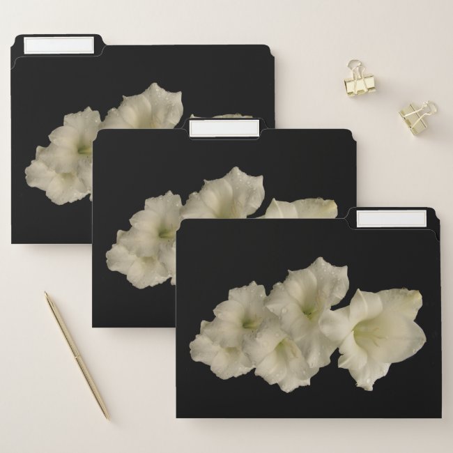 White Gladiola Garden Flowers File Folder Set