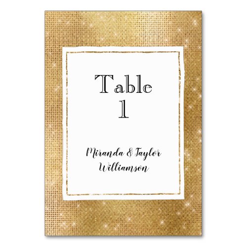 White Glam Gold Sparkle Table Number