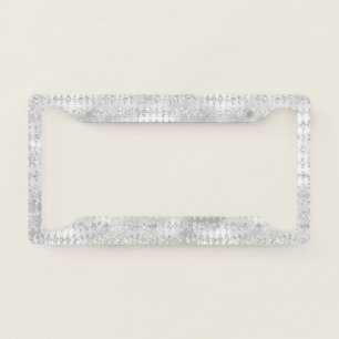White Glam License Plate Frame