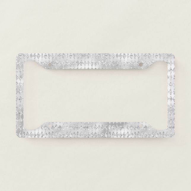 White Glam License Plate Frame (Front)