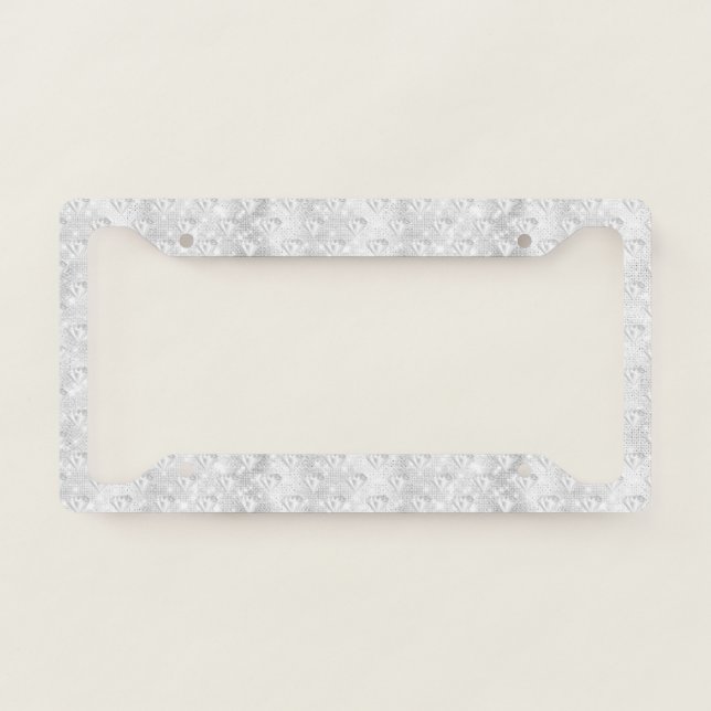 White Glam License Plate Frame (Front)