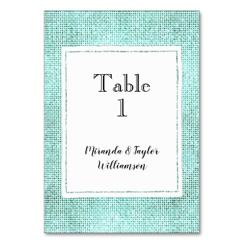 White Glam Mint Sparkle Table Number