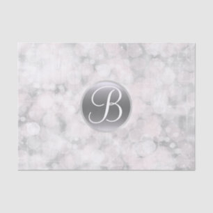 White Glam Sparkle Lights Monogram Letter Initial Tissue Paper
