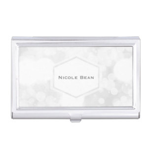 White Glamour Lights Chic Business Card Holder
