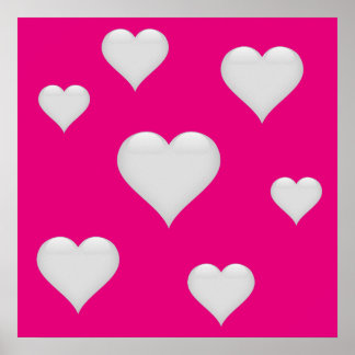 White Glass Heart Tiled Customizable Poster