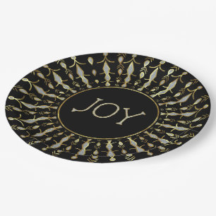 White Glitter Abstract Christmas Snowflakes Paper  Plates