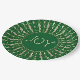 White Glitter Abstract Christmas Snowflakes Paper  Plates