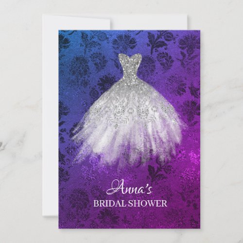 White Glitter Bridal Dress Bridal Gown Shower Invitation