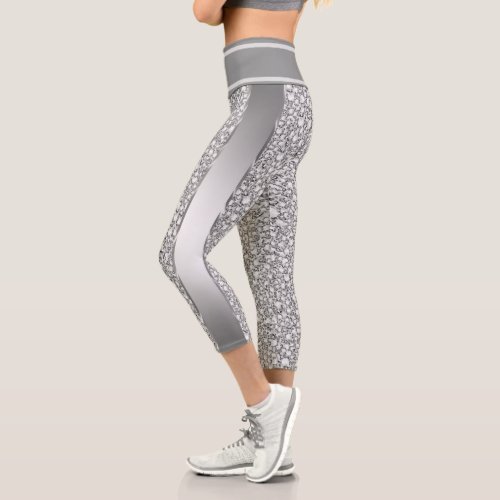 White Glitter Capri Leggings