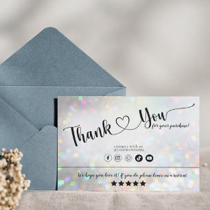 White Glitter Dust Thank You Business Card